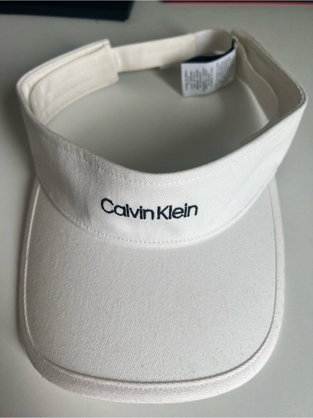 Calvin Klein White Cotton Visor with Embroidered Logo